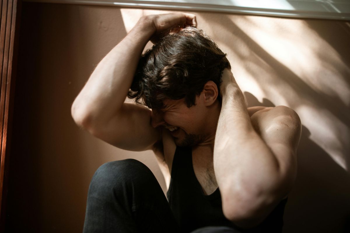 distraught man who has suffered from some form of trauma