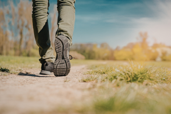 Walking down a trail